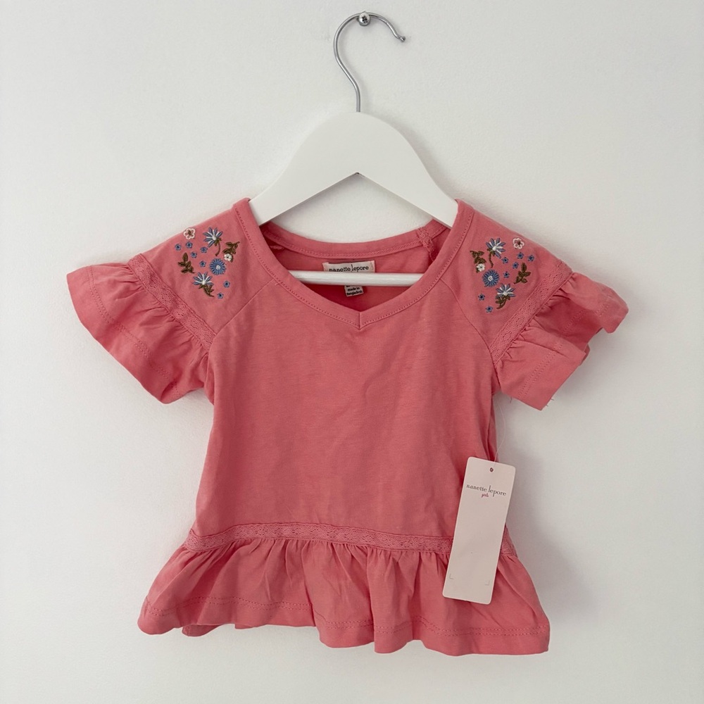 Pink Ruffle Sleeve Kids Top